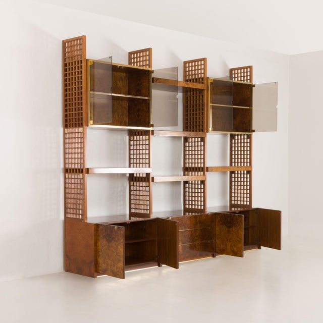 Brown Italian Display Unit by Gianluigi Gorgoni for Fratelli Turi, 1970s For Sale - Image 8 of 18