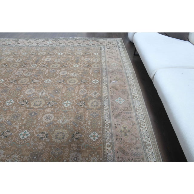 1970s Vintage Persian Handmade Wool Cotton Light Brown Area Rug For Sale In San Francisco - Image 6 of 11