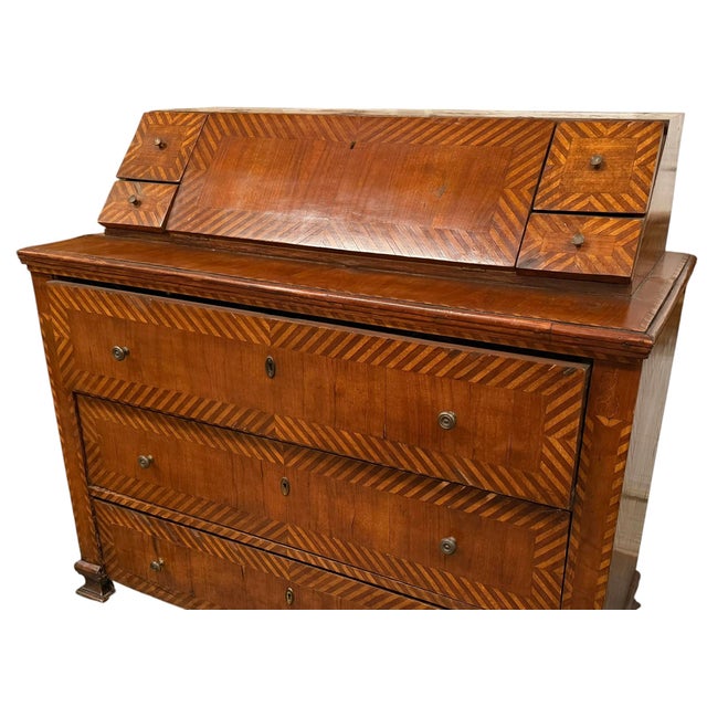 Brown 18c Style Italian Marquetry Inlaid Secretary Desk For Sale - Image 8 of 10