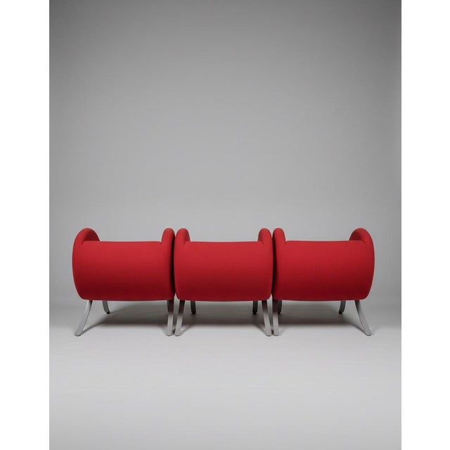 Red Virgola Red Chairs by Yaacov Kaufmann for Arflex, 1991, Set of 3 For Sale - Image 8 of 13