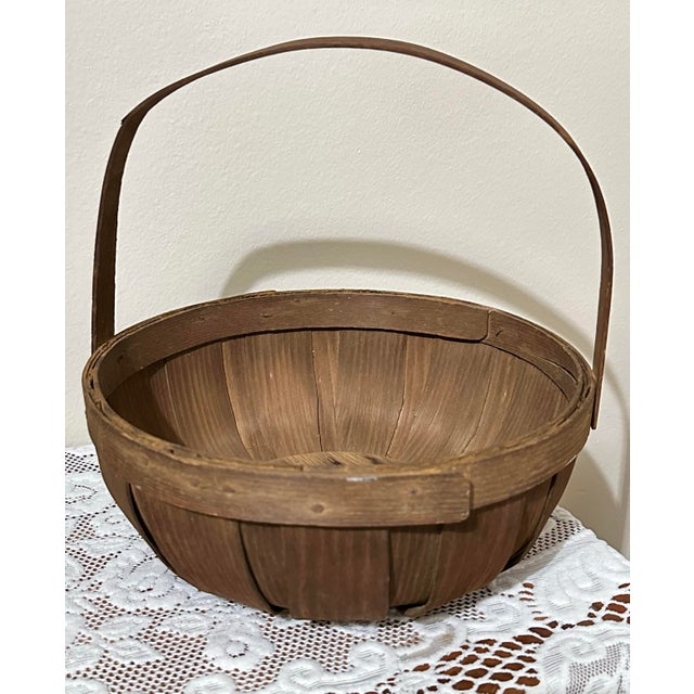Vintage Mid 20th Century Wood Planks Gathering Basket For Sale In Orlando - Image 6 of 10