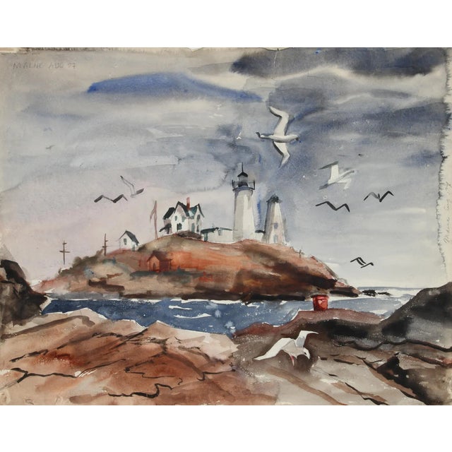 Contemporary Eve Nethercott, Maine Lighthouse (66), Watercolor For Sale - Image 3 of 3