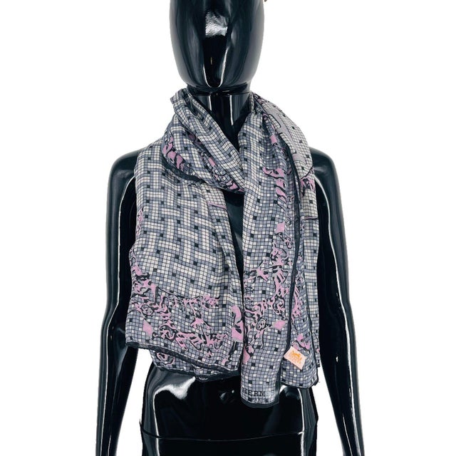 Hermes Grey Printed 100% Silk Scarf