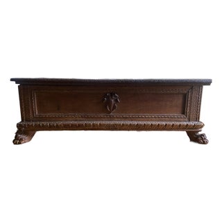 Antique Spanish Carved Wedding Chest For Sale