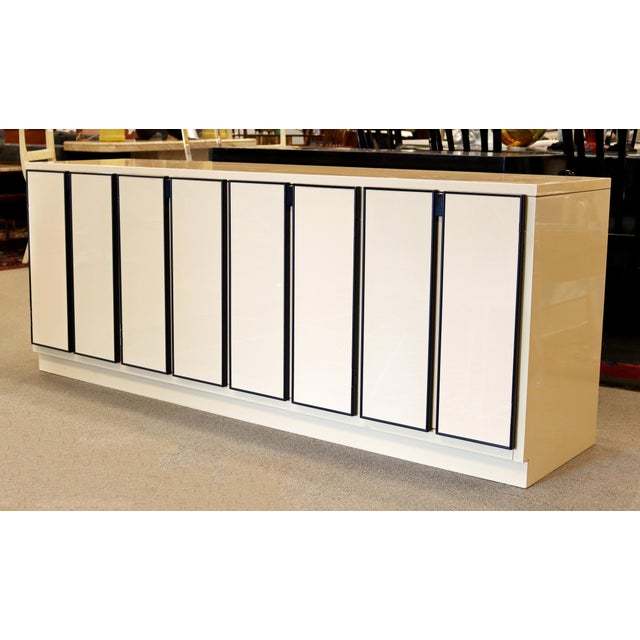 Contemporary Modern Henredon Laminate Credenza Sideboard Black Trim