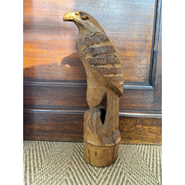 Asian Antique Large Antique Bamboo Hand Carved Eagle Meiji Period For Sale - Image 3 of 14