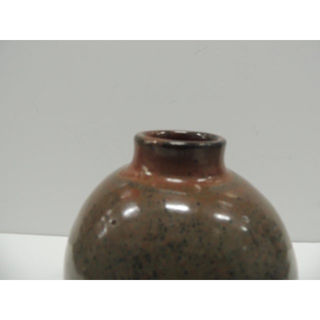 MCM Gray & Brown Glazed Decorative Ceramic Vase/Vessel Open bottom and open hole on the side, maybe was intended to be a...