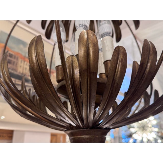 Circa 2006 Currey & Company Five Light Pineapple-Form Metal Sphere Pendant For Sale - Image 9 of 12