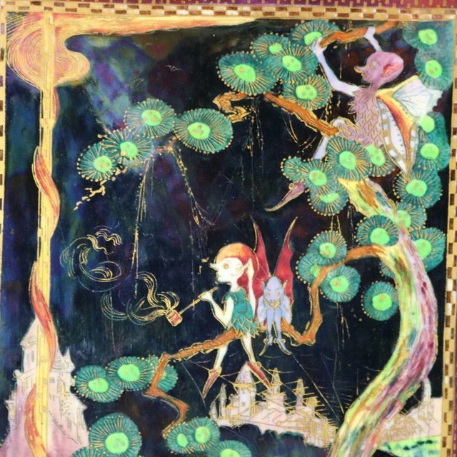 Art Deco Wedgwood Fairyland Lustre 'Elves in a Pine Tree' Plaque For Sale - Image 3 of 10