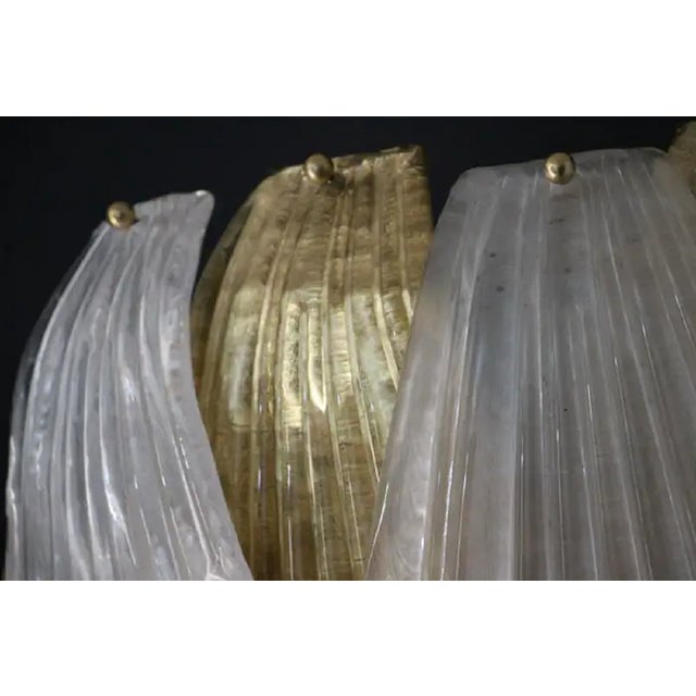 Gold and White Murano Glass Sconces in Leaf Shape, 1980s, Set of 2 For Sale - Image 6 of 18
