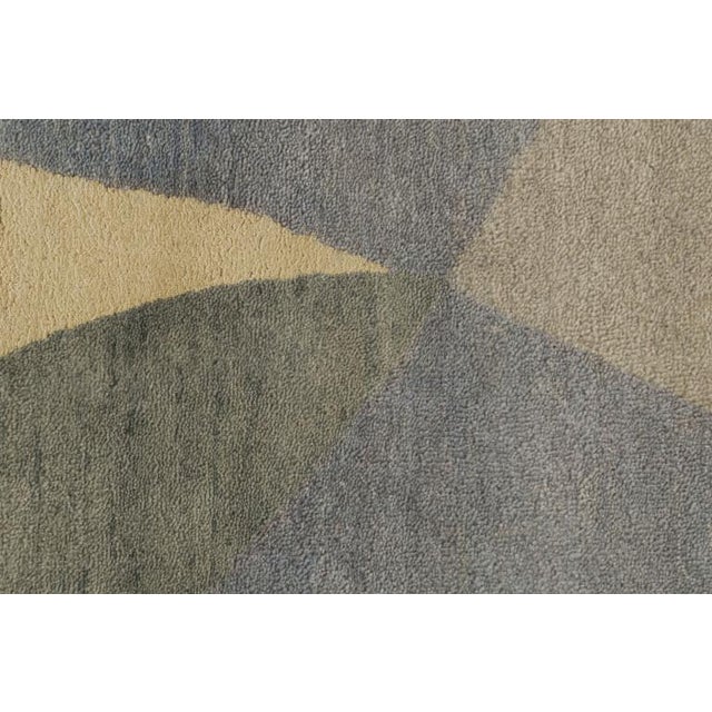 Late 20th Century Rug & Kilim’s Mid-Century Modern Style Rug With Gray & Green Geometric Patterns For Sale - Image 5 of 7