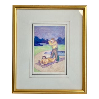 1980s Jonathan Heath “Wedge Shot” Signed Limited Edition Humorous Golf Print, 847/1200 For Sale