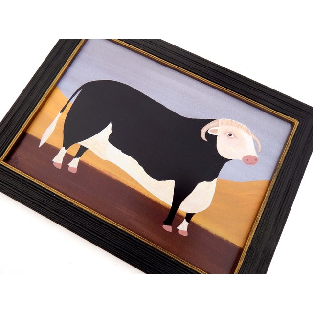 Matt Rix, Naive Style Prize Hereford Bull, Print, Framed For Sale - Image 9 of 12