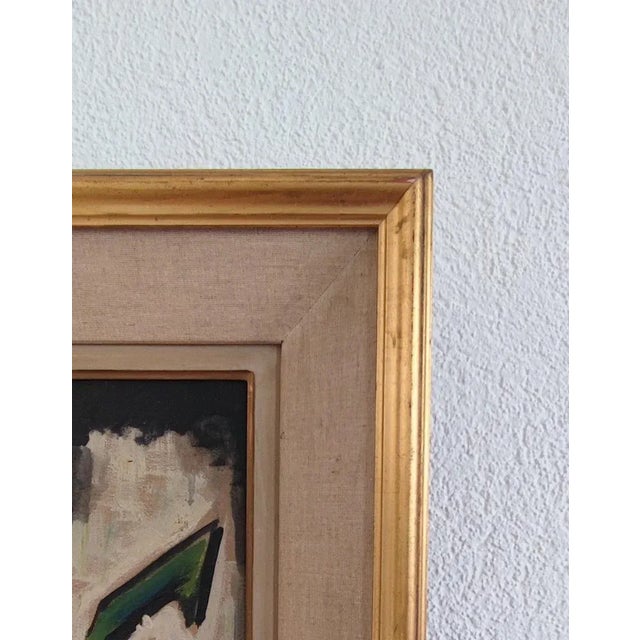 Wood William Goliasch, Still Life with Watering Can and Cacti, 1960s, Oil and Gouache on Wood, Framed For Sale - Image 7 of 10