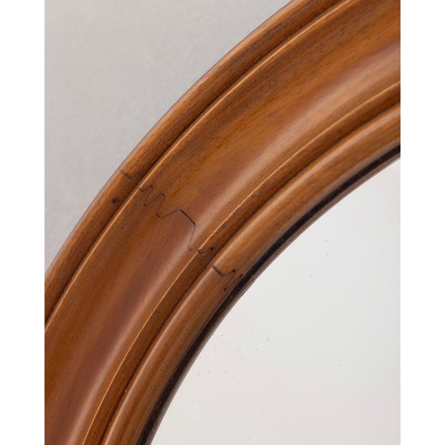 Brown Vintage Italian Round Wall Mirror in Walnut, 1970s For Sale - Image 8 of 10