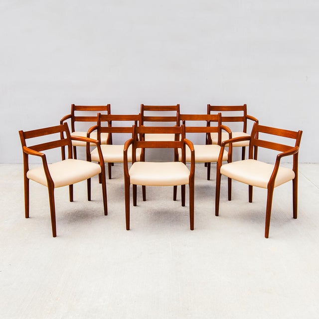 Mid-Century Modern 1970s Restored Niels Moller Model 67 Danish Modern Dining Chairs in Teak & Leather For Sale - Image 3 of 18