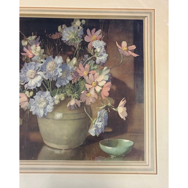 1930's Still Life Botanical Print by British Artist Edwin Byatt in Original Gilt Wood Frame For Sale - Image 4 of 5