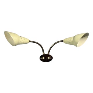 1950s Swedish Modern, Adjustable Wall Light, Brass, Lacquered Metal, Sweden For Sale