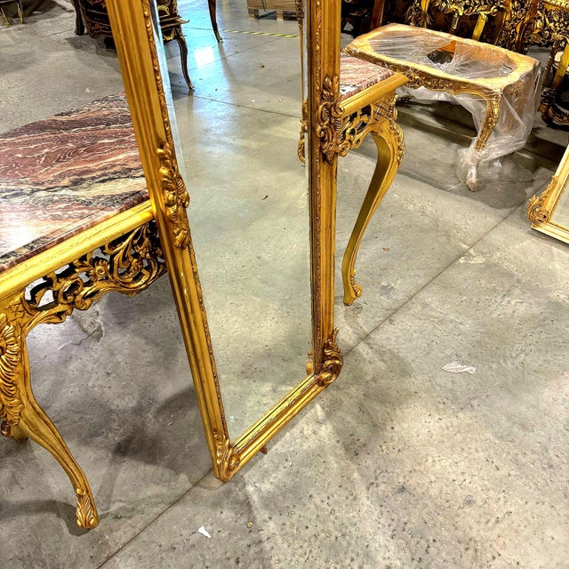 2020s French Style Gold Floor Mirror – Refinished in Luxurious Gold Leaf For Sale - Image 5 of 7