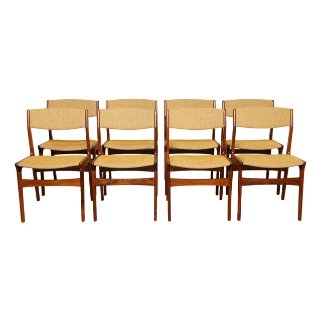 Dining Chairs with Armrests in Rosewood, Set of 8 For Sale