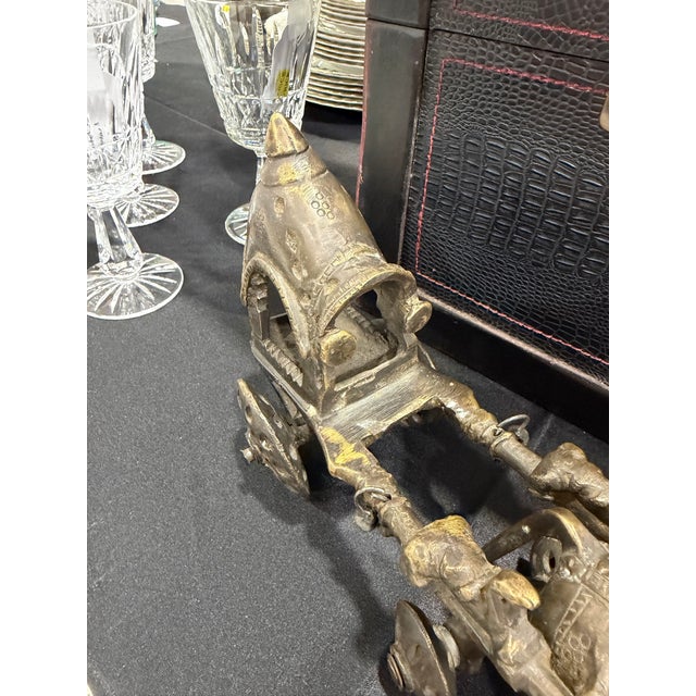 Antique Bronze Indian Temple Chariot Horse Toy on Wheels ~ 8.5" / 2.75 LBS For Sale In Atlanta - Image 6 of 6
