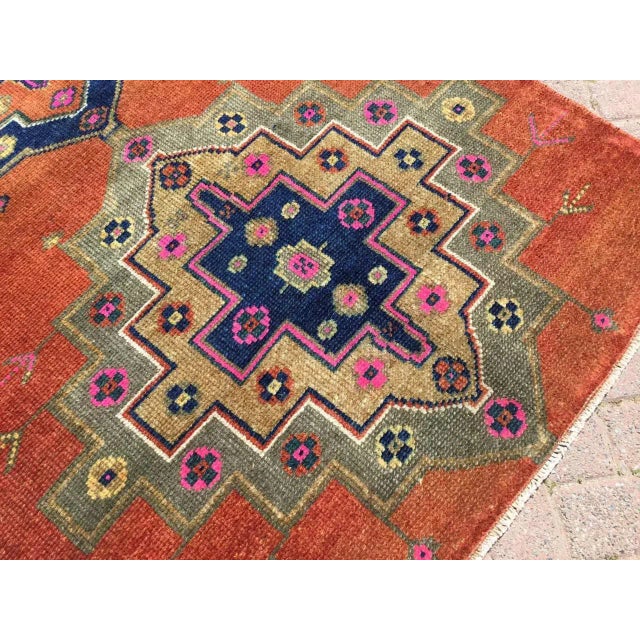 1960s Hand Knotted Red Turkish Area - 46.5" X 69" For Sale In Raleigh - Image 6 of 8