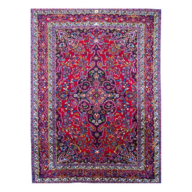 Hand-Knotted Sabzevar Rug in Wool For Sale