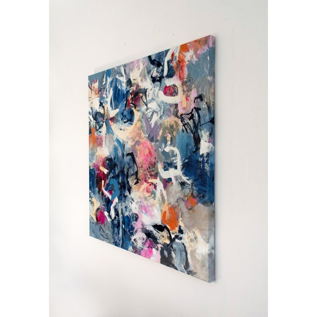 This acrylic and mixed media painting on canvas by Susan Foley is gallery wrapped on museum quality aluminum stretcher...