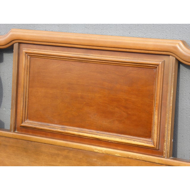 Wood 1950s Mid Century Modern Solid Cherry Wood King Headboard For Sale - Image 7 of 13