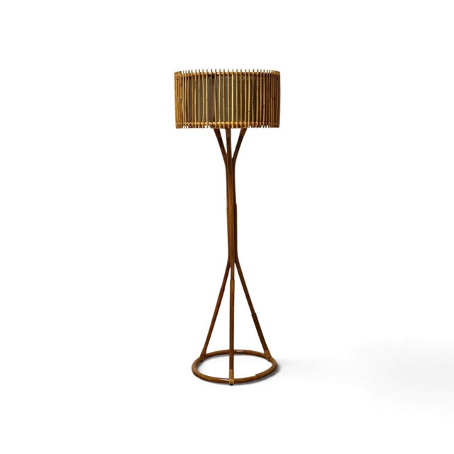 Mid-Century Modern Italian Bamboo and Rattan Floor Lamp, 1960s For Sale - Image 11 of 11