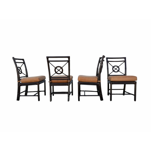 McGuire Late 20th Century McGuire Rattan Target Back Dining Chairs Set of 8 For Sale - Image 4 of 10