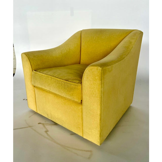 Art Deco 1980s Vintage Upholstered Yellow Club Chair For Sale - Image 3 of 6