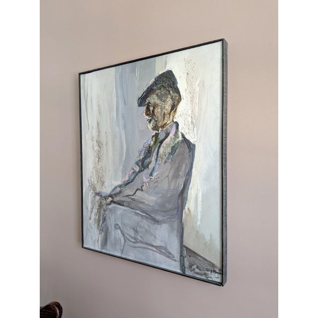 Mid-Century Modern 'The Gentleman' Vintage Swedish Figurative Portrait Oil Painting, Framed For Sale - Image 6 of 13