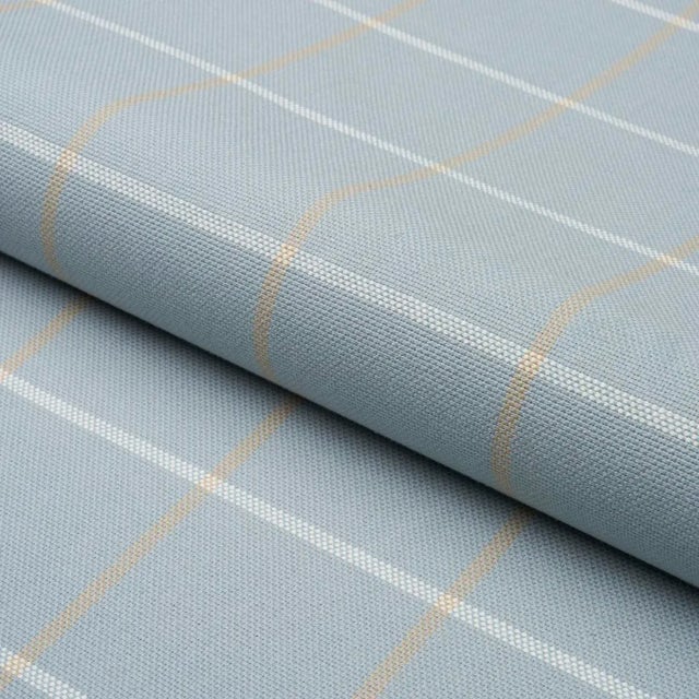 Schumacher SAMPLE - Schumacher X Mark D. Sikes Frannie Windowpane Fabric In Light Blue For Sale - Image 4 of 4