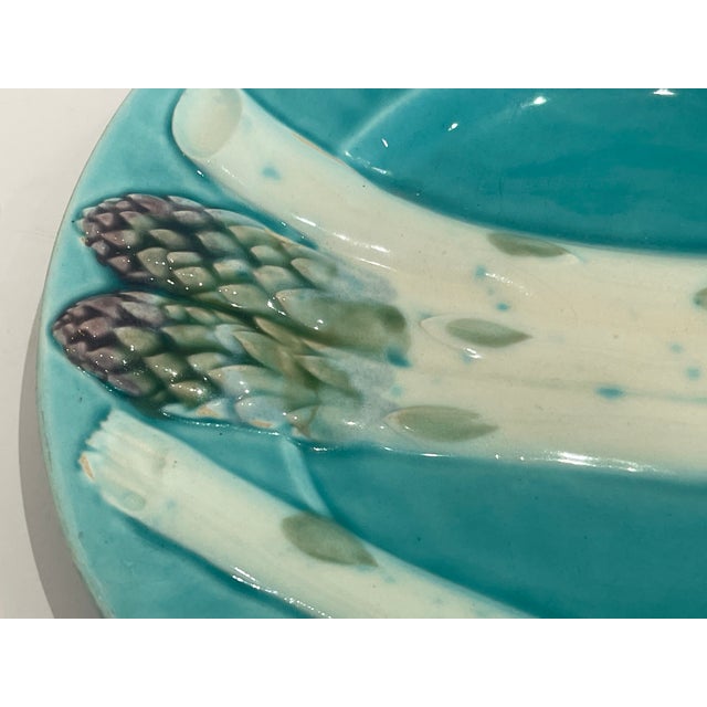 Ceramic French Majolica Asparagus Plate by Luneville , c.1890 For Sale - Image 7 of 11