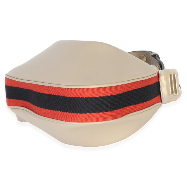 Animal Skin Beige Smooth Calfskin Web Small Attache Shoulder Bag For Sale - Image 7 of 9