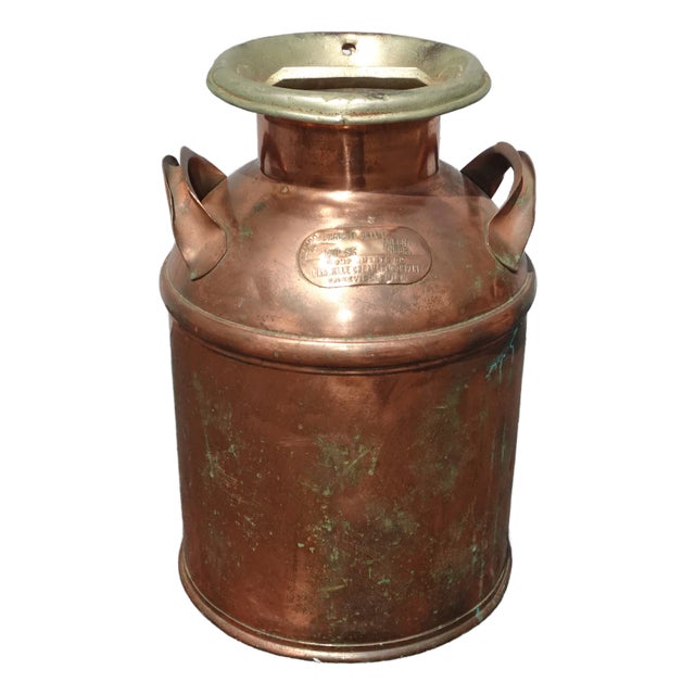 Antique Copper Milk Can by Lakeville Creamery Company 1898 for Ernest Swift Lh10 For Sale