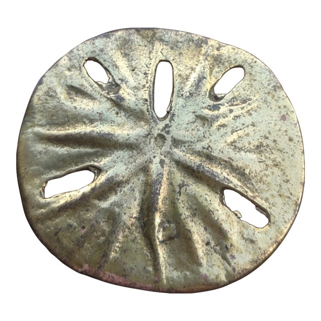 Vintage Coastal Brass Sand Dollar Paper Weight / Decorative Object For Sale