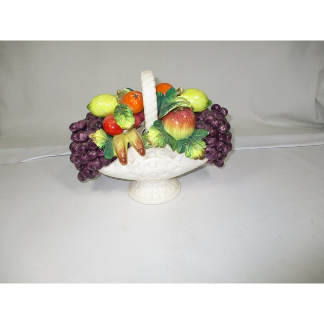 Vintage Capodimonte Ceramic Basket of Fruit For Sale - Image 6 of 8