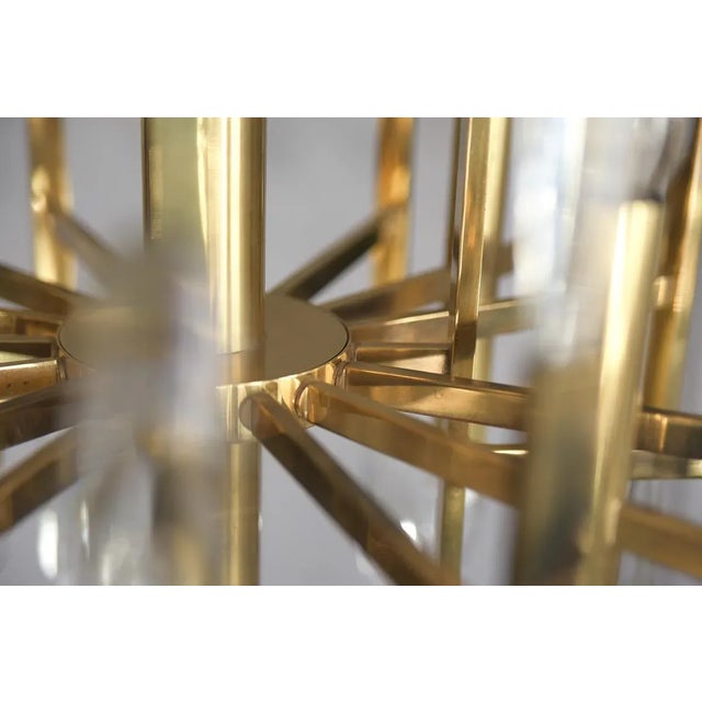 Gold Italian Brass & Glass Icicles Chandelier by Gaetano Sciolari, 1970s For Sale - Image 8 of 18