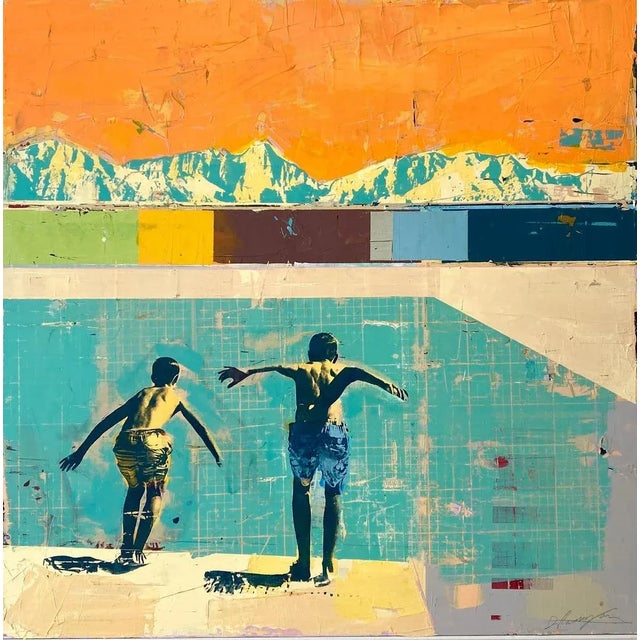 Dan Parry-Jones, Divers with Blue Mountain, 2025, Mixed Media For Sale - Image 4 of 4