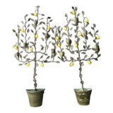 Vintage Italian Lemon Tole Tree Lights - A Pair For Sale