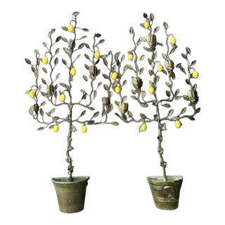 Vintage Italian Lemon Tole Tree Lights - A Pair For Sale