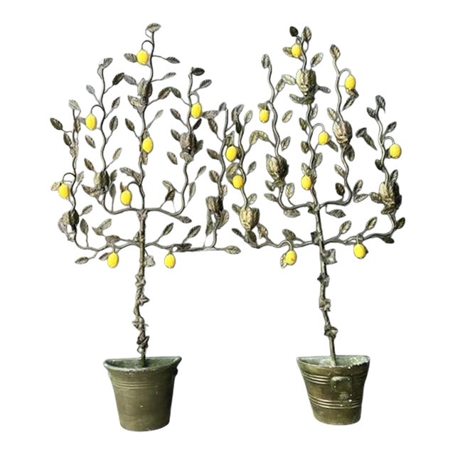Vintage Italian Lemon Tole Tree Lights - A Pair For Sale