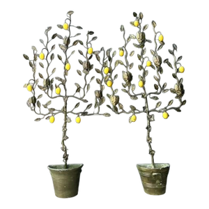 Vintage Italian Lemon Tole Tree Lights - A Pair