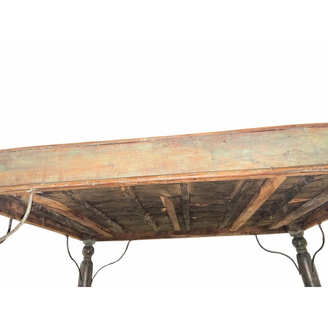 Indian Antique 19th-Century Indian Teak Door & Iron Studded Coffee Table With Glass Top For Sale - Image 3 of 10