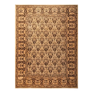 Antique Agra Geometric Beige Brown Wool Rug 12681 For Sale