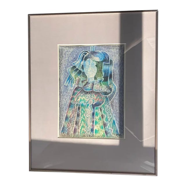 Vasyl Polevoy Signed Modernist Lithograph — Blue Woman - Ed. 12 For Sale
