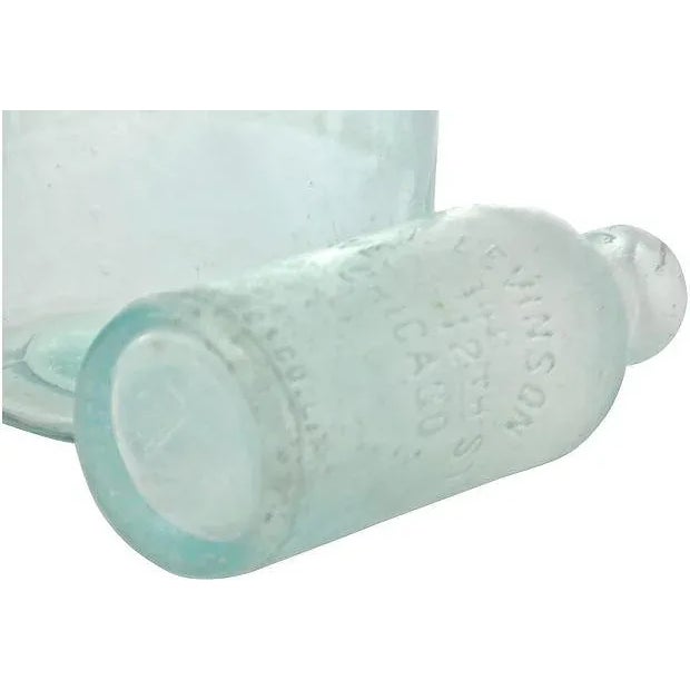 Late 19th Century Antique Aqua Apothecary Bottles - a Pair For Sale - Image 5 of 10
