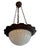 Bronze Antique Hammered Bronze Chandelier With Moonstone Cast Glass Dome For Sale - Image 8 of 8